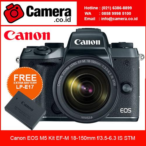 Canon Eos M5 Kit EF-M 18-150mm f/3.5-6.3 IS STM Kamera Mirrorless - Hitam