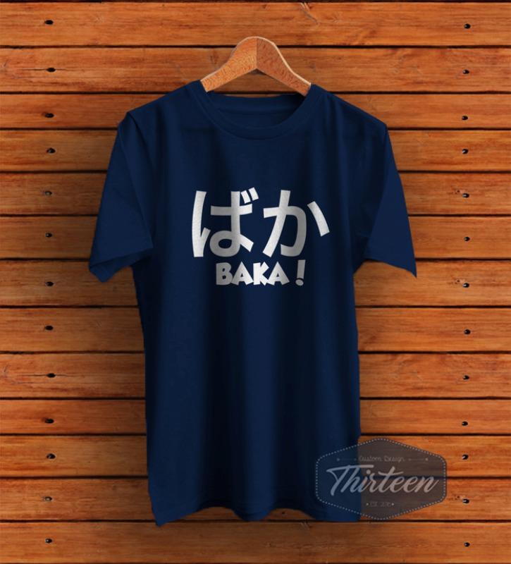 Kaos Original Baju Unik Kata-Kata Anime Jepang Baka Kualitas Distro - Navy