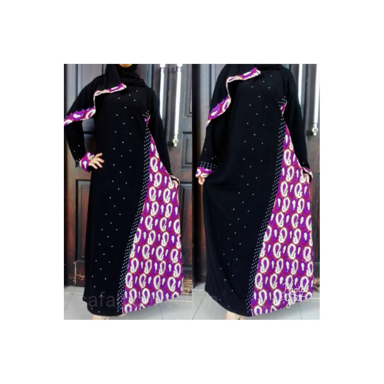 Grosir Gamis Cantik Mewah abaya sari ungu mateng free pasmina