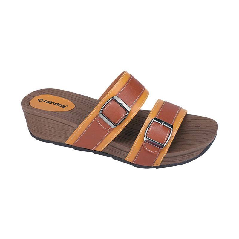Raindoz Adira RNN 036 Sandal Wedges - Dark Brown Orange