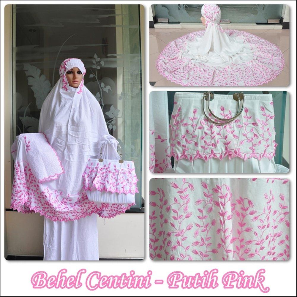 GROSIR MUKENA BEHEL CENTINI PUTIH PINK di lapak Grosir Mukena Dessy mukenadessy