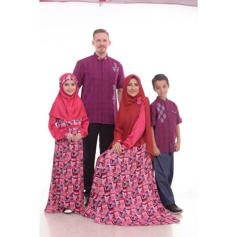 Baju Keluarga Sarimbit Haihai 23 Magenta - Jual Baju Muslim Couple Original (Koko Anak 8.9)