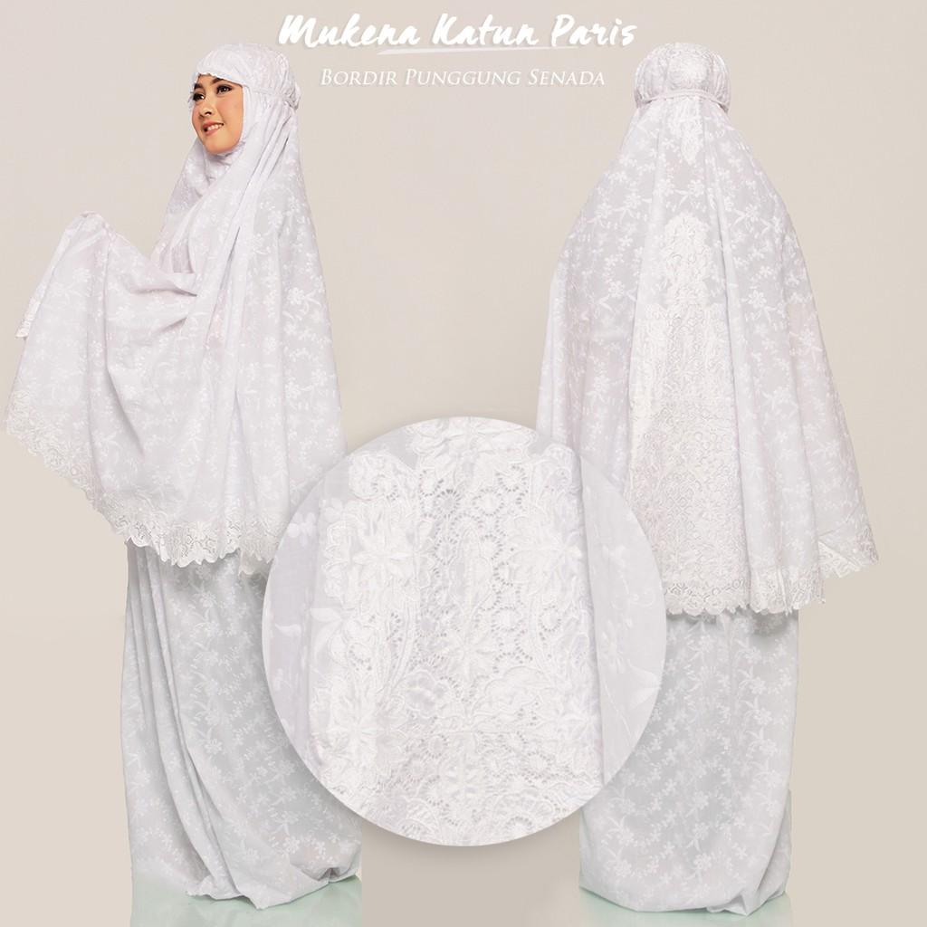 Mukena Dewasa Katun Paris Bordir Punggung Senada
