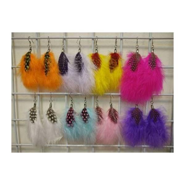 (Kostum Acessoris Pesta) Anting Bulu Import - Jual Per Lusin/12Pc