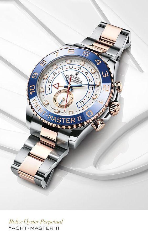 Jam Rolex Yacht-Master II Blue Ceramic Bezel White Dial Automatic / SilverGold