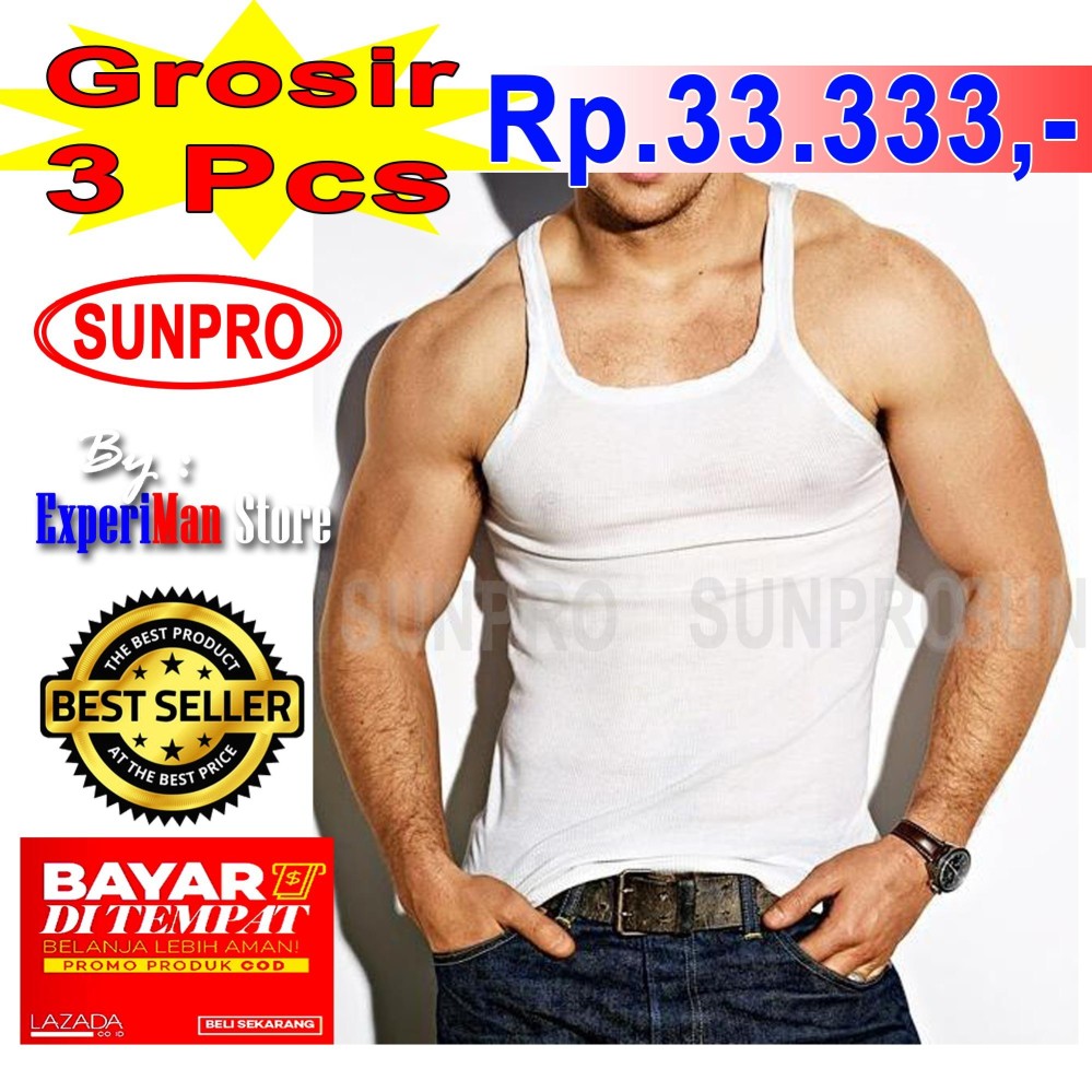 3 pcs Singlet Pria Sunpro Harga Grosir - ExperiMan Store