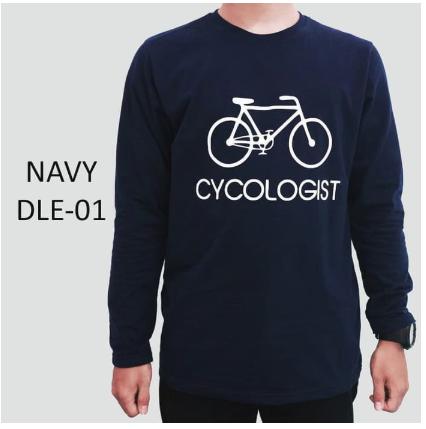 Kaos Dewasa Pria Lengan Panjang Motif SEPEDA - DLE01 - Navy, M