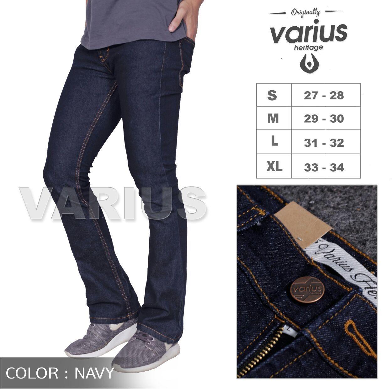 VARIUS Celana jeans cutbray Biru tua pria