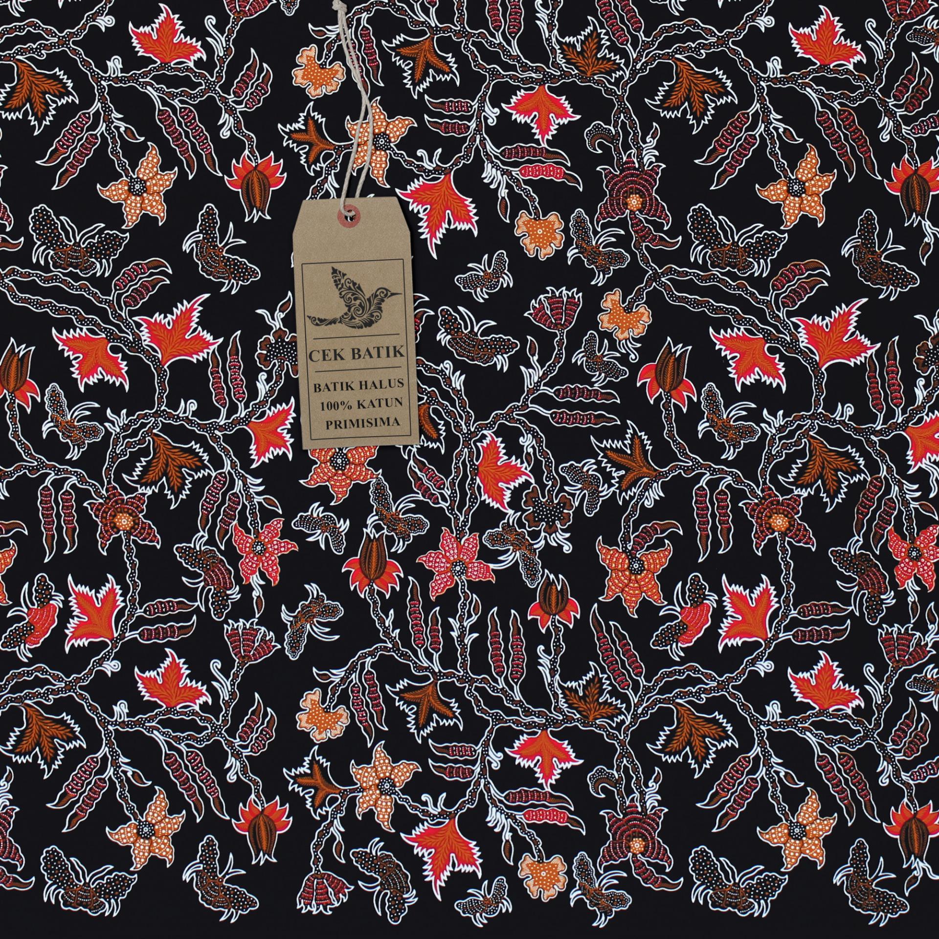 Cek Batik - Kain Batik Motif Unik Akar Bunga Asam Jawa (Hitam)