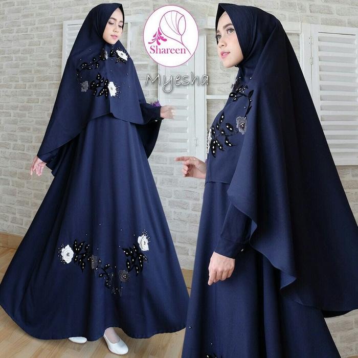 Kenzmal- Maxi Gamis Dress Baju Muslim Wanita Gamis Jumbo Premium Kiara Navy