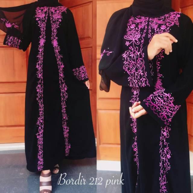 (TERBARU) ABAYA BORDIR ADIVA/gamiswanita/dress muslim/baju/pesta/anggun/busana/syar'i/bagus/fashion/hijab (xl)