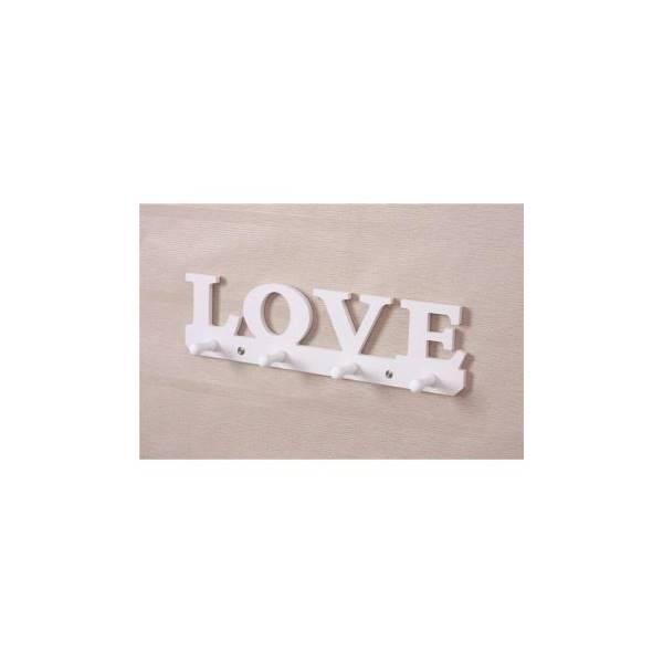 RAK DINDING KAYU LOVE PUTIH - GANTUNGAN BAJU TEMBOK - WHITE HANGER