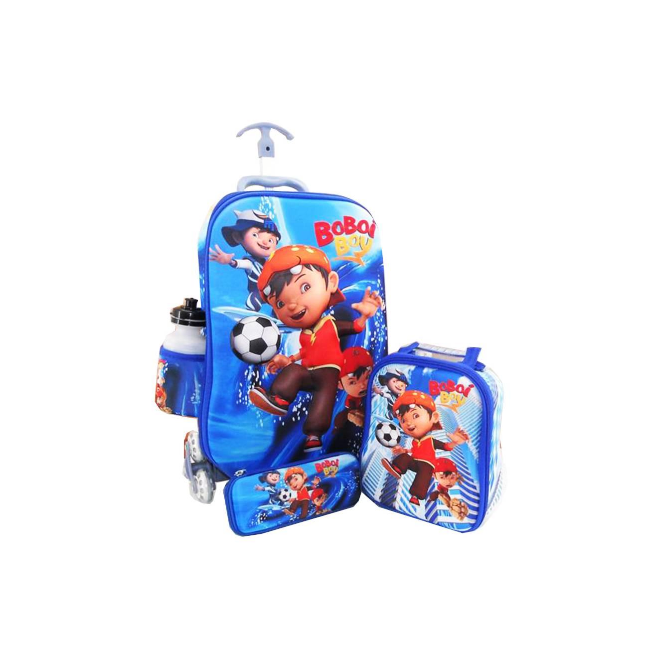 Trolley 4in1 Set 6 Roda Gagang Samurai Boboi Boy 3D Timbul - Blue