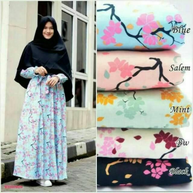 PROMO ... Gamis katun jepang 100% ori langsung dari konveksi size Standar dan Jumbo (alamanda black L)