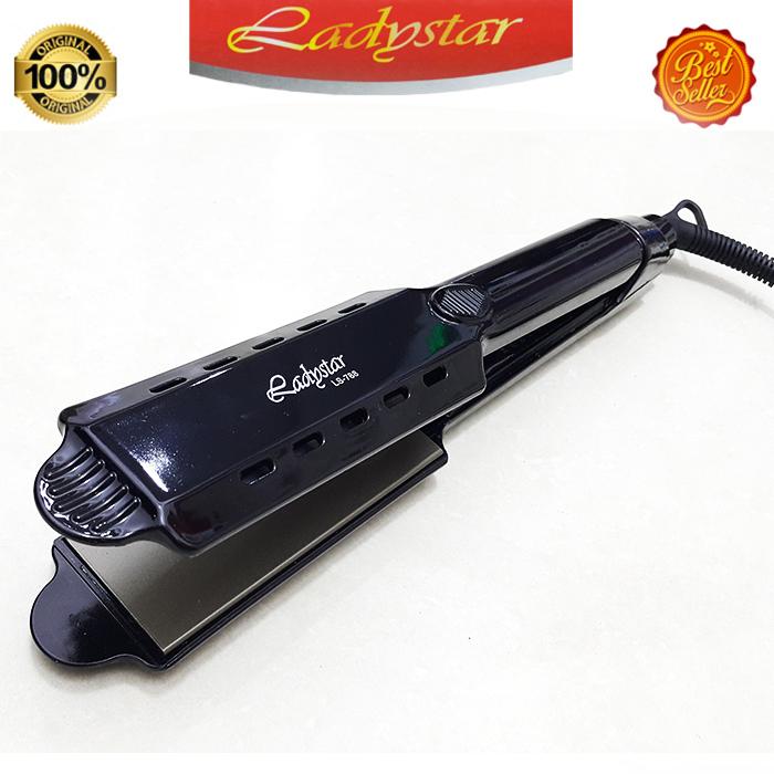 PROMO LAZADA Catokan Spesial Salon Kecantikan Rambut/ Catok Temperatur Suhu LadyStar 2 in 1 Pelurus dan Curling LS-788 - Hitam