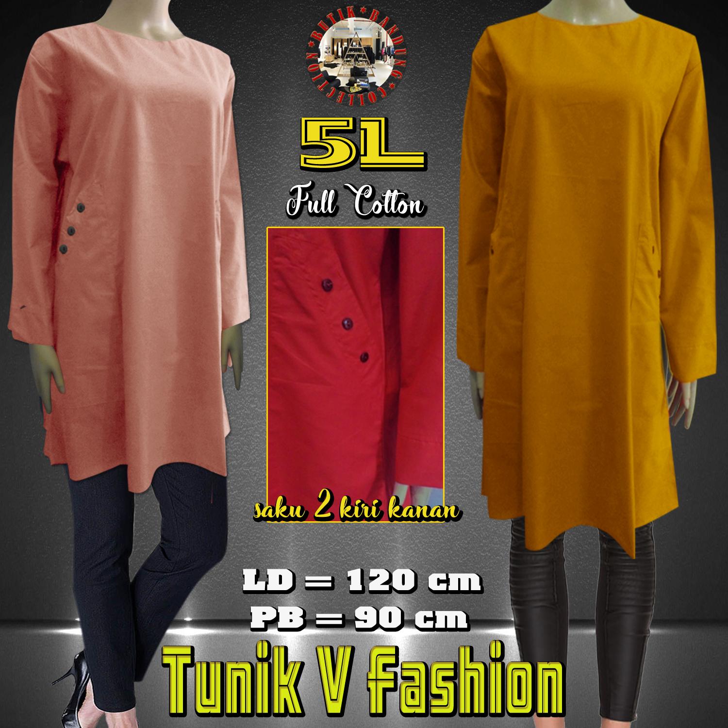 Baju Atasan Wanita / Tunik Katun Paris V Fashion (5L Jumbo)