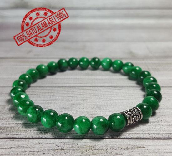 Diskon Promo Perhiasan Aksesoris Gelang Batu Asli Cowok Cewek Giok Hijau 6mm Murah