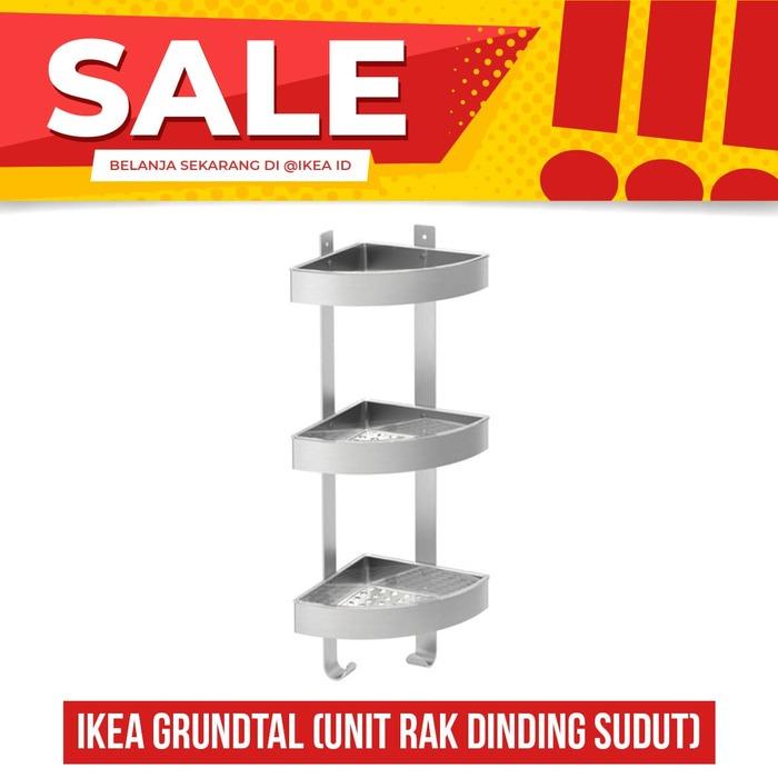 Rak Kamar mandi rak dinding sudut, stainless steel, IKEA GRUNDTAL