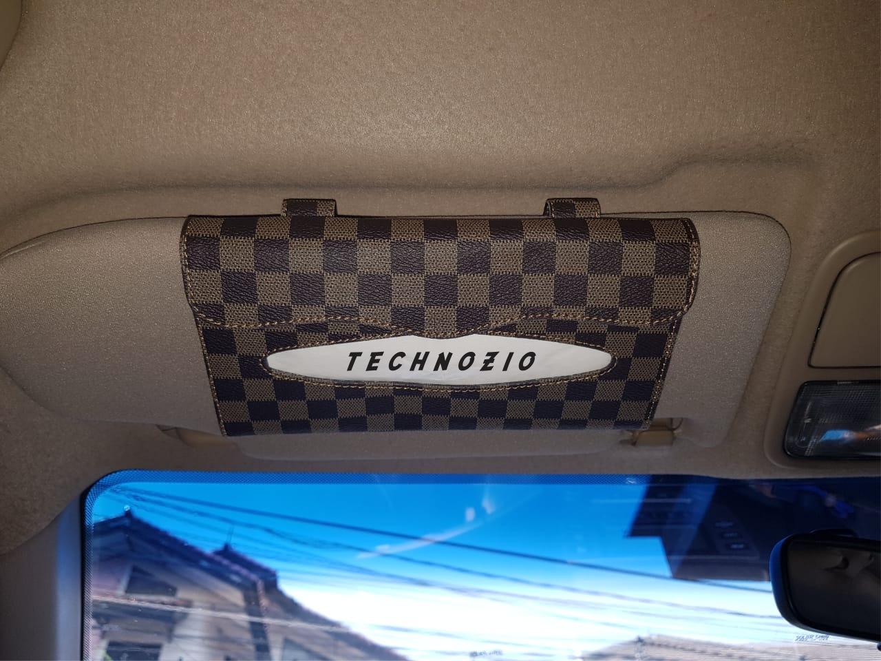 TECHNOZIO Tissue Sunvisor / Tempat Tissue Mobil Motif Coklat Skak