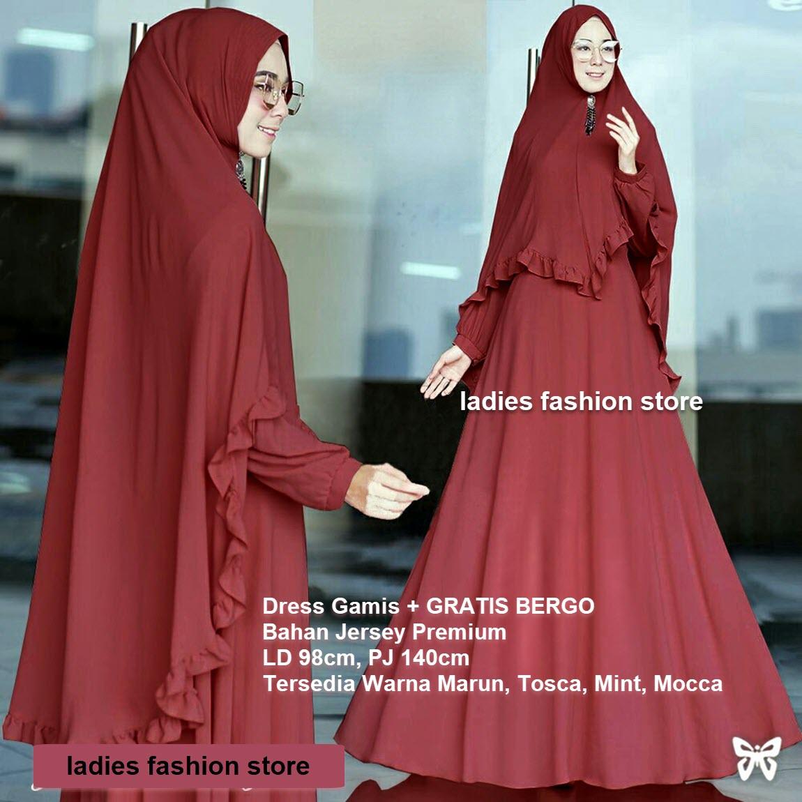 Setelan Gamis Muslimah Wanita GRATIS Bergo / Baju Gamis Modern / Gamis Wanita Model Baru / Gaun Gamis Murah / Terusan Dress Gamis / Baju Syari Terbaru / Pakaian Gamis Pesta / Gaun Murah / Atasan Gamis Tertutup / Gamis SS (anitaju) - MINT MOCCA PEACH MARUN