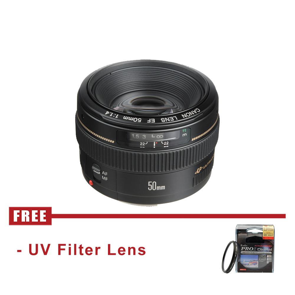 Lensa Canon EF 50mm f1.4 USM Lens - FREE UV Filter