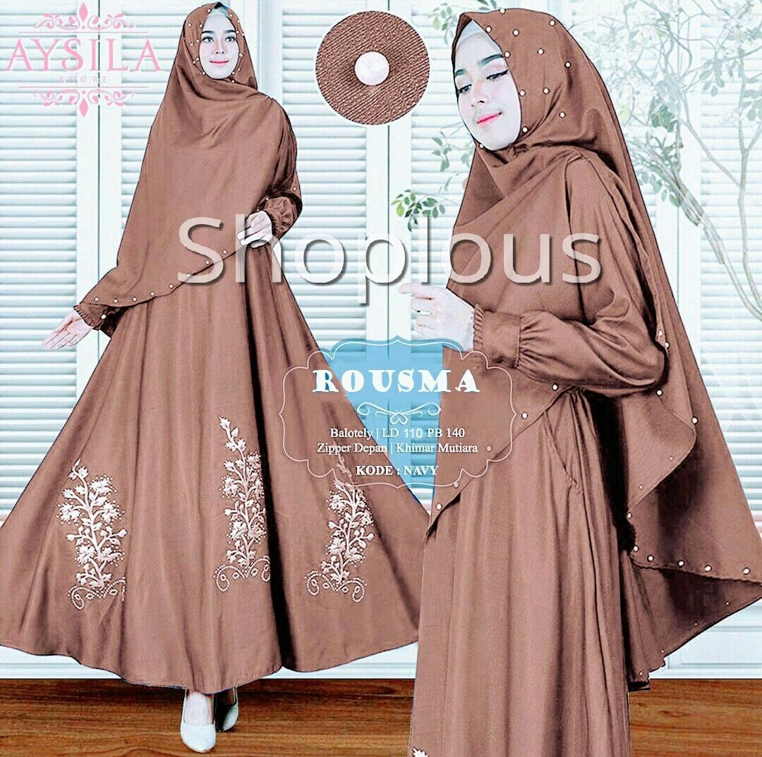 Shoplous Rousma Syari Milo (Dapat Jilbab) / Dress Muslim / Gamis Wanita / Baju Muslim / Hijab Muslim / Fashion Muslim / Syar'i Muslim / Maxi Dress Lengan Panjang / Gamis Modern / Gamis Busui