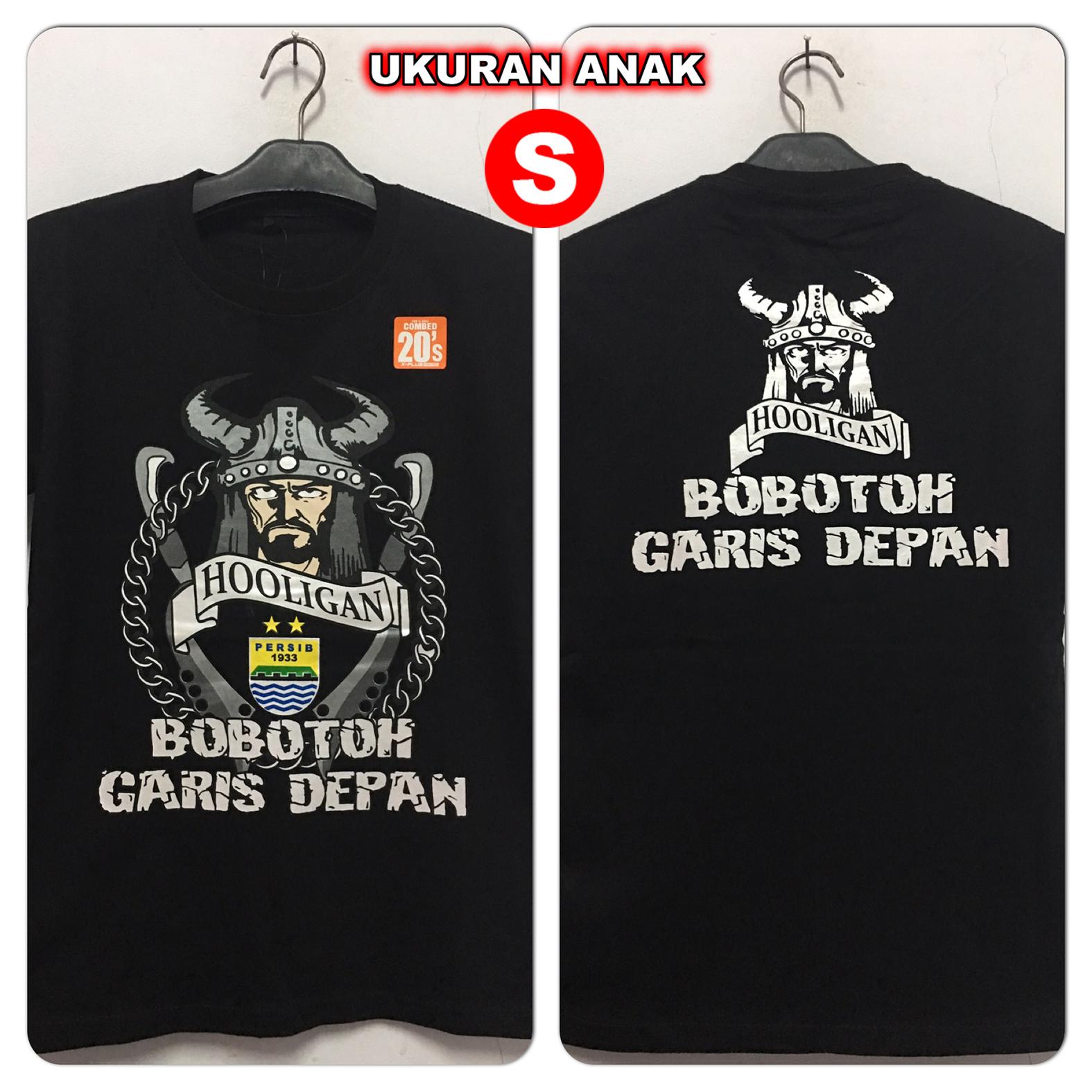 Kaos Distro Anak PERSIB BOBOTOH GARIS DEPAN BLACK (S)