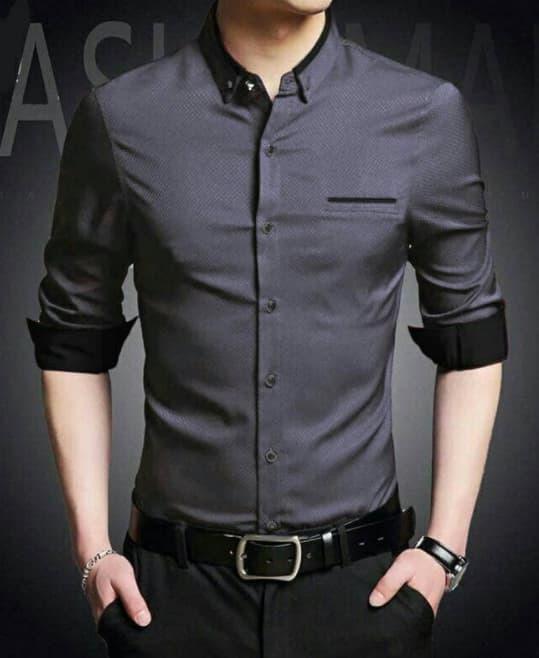 KEM RAFFI MAN GREY BAJU FASHION PRIA KEMAJA FORMAL KANTORAN KATUN - MujOPt