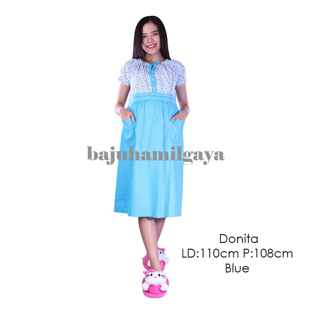 Baju Hamil Gaya - Dress Hamil - DONITA BLUE- Terusan Hamil / Dress Menyusui / Baju Wanita Hamil / Baju Ibu Hamil Murah / Baju Hamil Murah / Baju Hamil Harga Murah / Daster Hamil Murah / Baju Hamil Santai / Baju Hamil Kerja / Baju Kerja Hamil / Fashion
