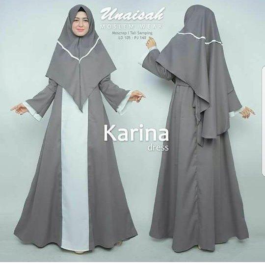 Baju Muslim Original Gamis Karina Dress Syari Wolfice Muslim Panjang Dress Casual Wanita Pakaian Hijab Modern Baju Gamis Modis Trendy Gaun Terbaru