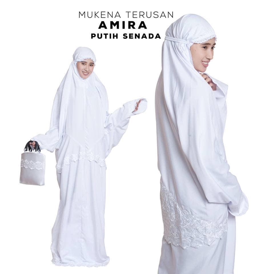 TERLARIS!!! MUKENA DEWASA BSY TERUSAN AMIRA PUTIH SENADA mukena mewah / mukena dewasa / mukena tatuis / mukena anak / mukena bali / mukena katun jepang