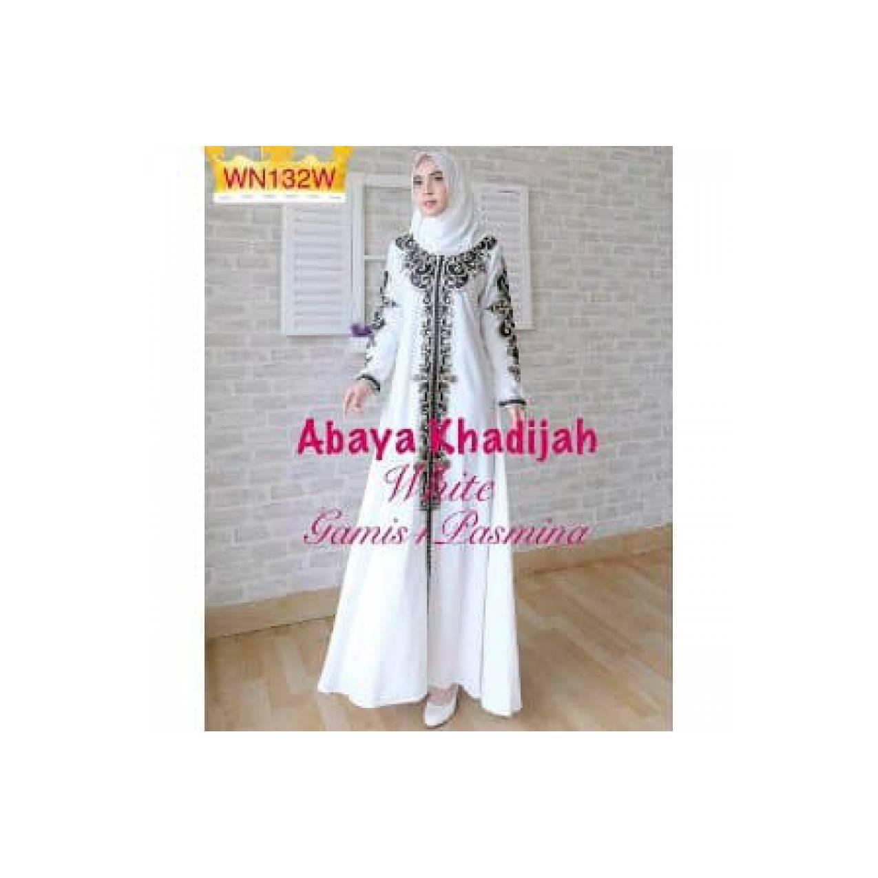 abaya gamis syari white. baju muslim putih khadijah PROMO