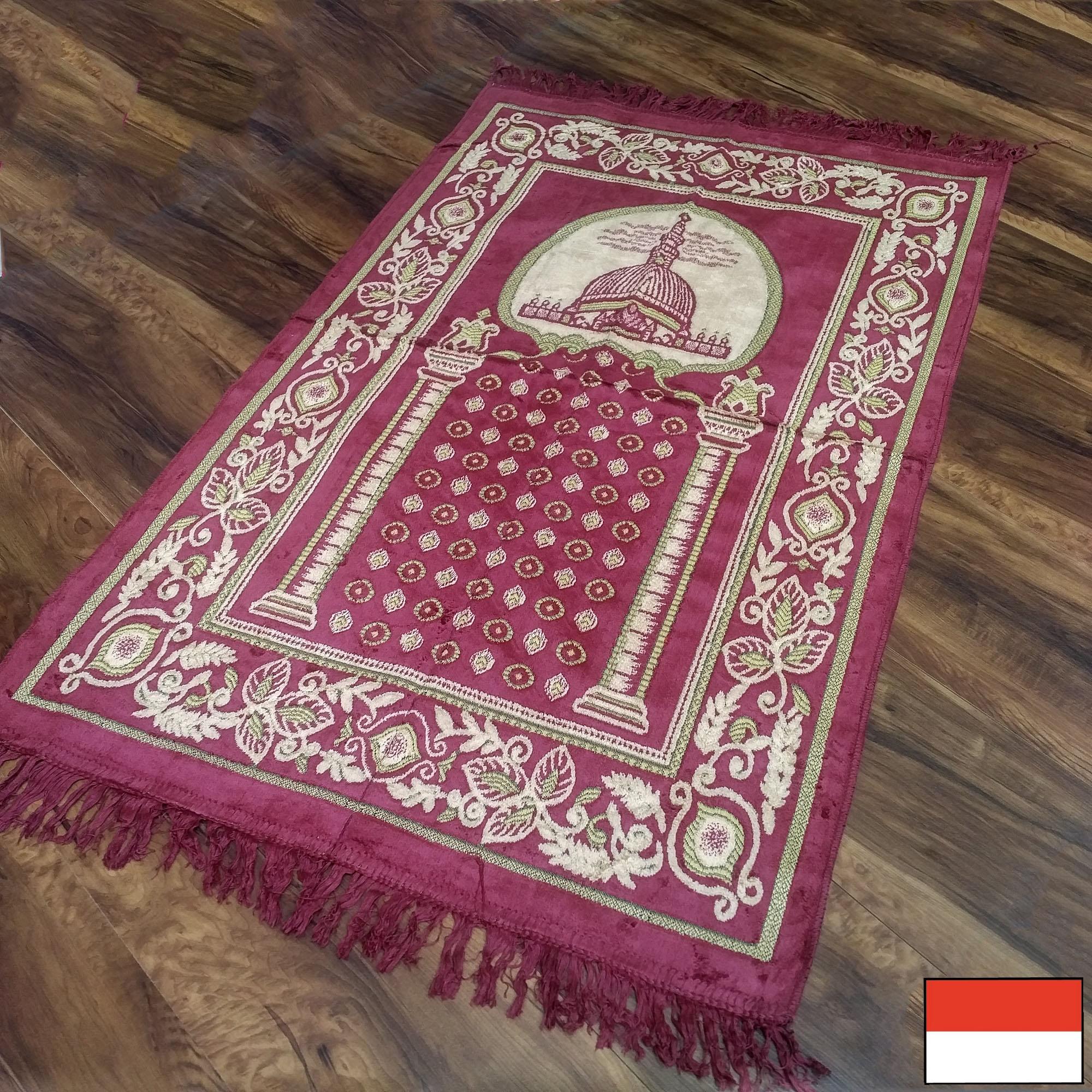 Al-Shiraz - Sajadah Turki Beludru / Bulu 68 cm x 110 cm - Maroon