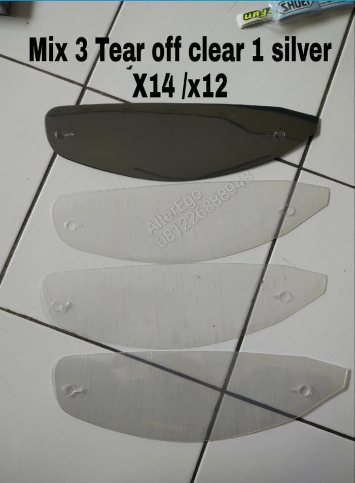 Paket mix Tear off clear 3 + iridium silver 1 buat shoei X14 /x12