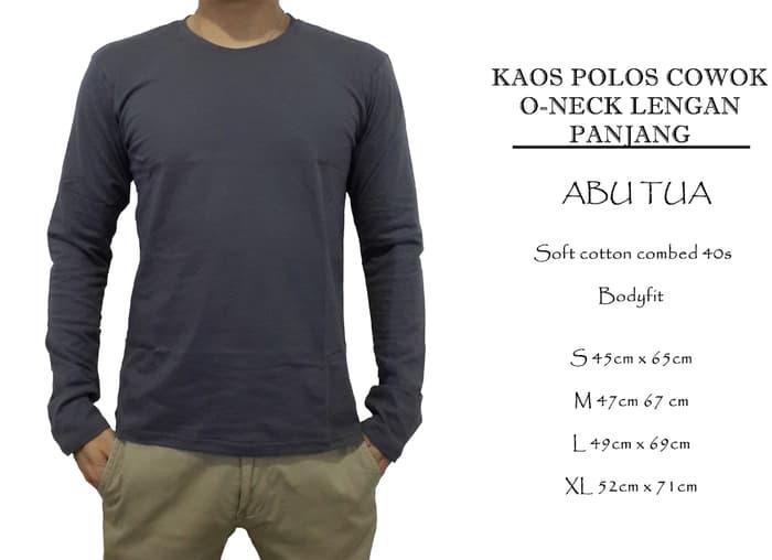 kaos polos lengan panjang cowok abu tua soft cotton combed 40s - CIC8Qu