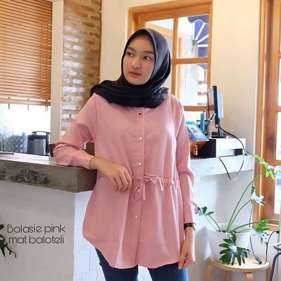 Baju Original Bolasie Baloteli Atasan Wanita Muslim Fashion Terbaru Pakaian Cewek Lengan Panjang Top Modern Simple Casual 2018