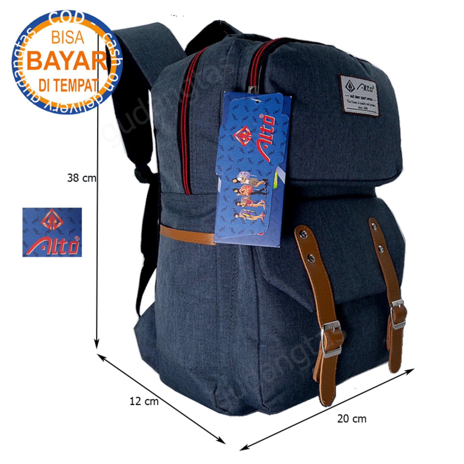 Alto Tas Backpack Kanvas / Sekolah / Remaja / Ransel Kuliah / Korean Bag 78251 - Blue