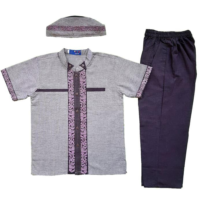 Murah Baju Muslim Koko Anak Laki-Laki Stelan Setelan Set Peci PT3-5