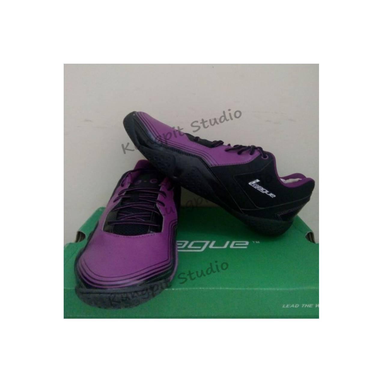 Sepatu Basket original League Zero G Low warna ungu hitam