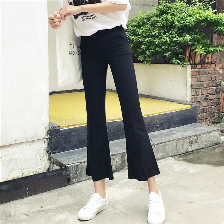 Feminim Celana Cutbray Angin Segar Kecil Ikat Tinggi Warna Hitam (Hitam)