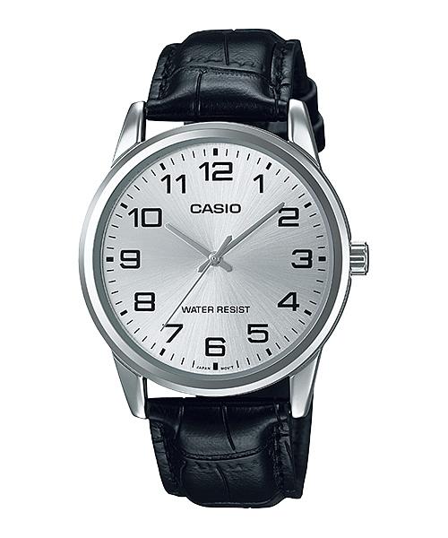 Jam Tangan Pria Strap Hitam Kulit Analog Casio Original