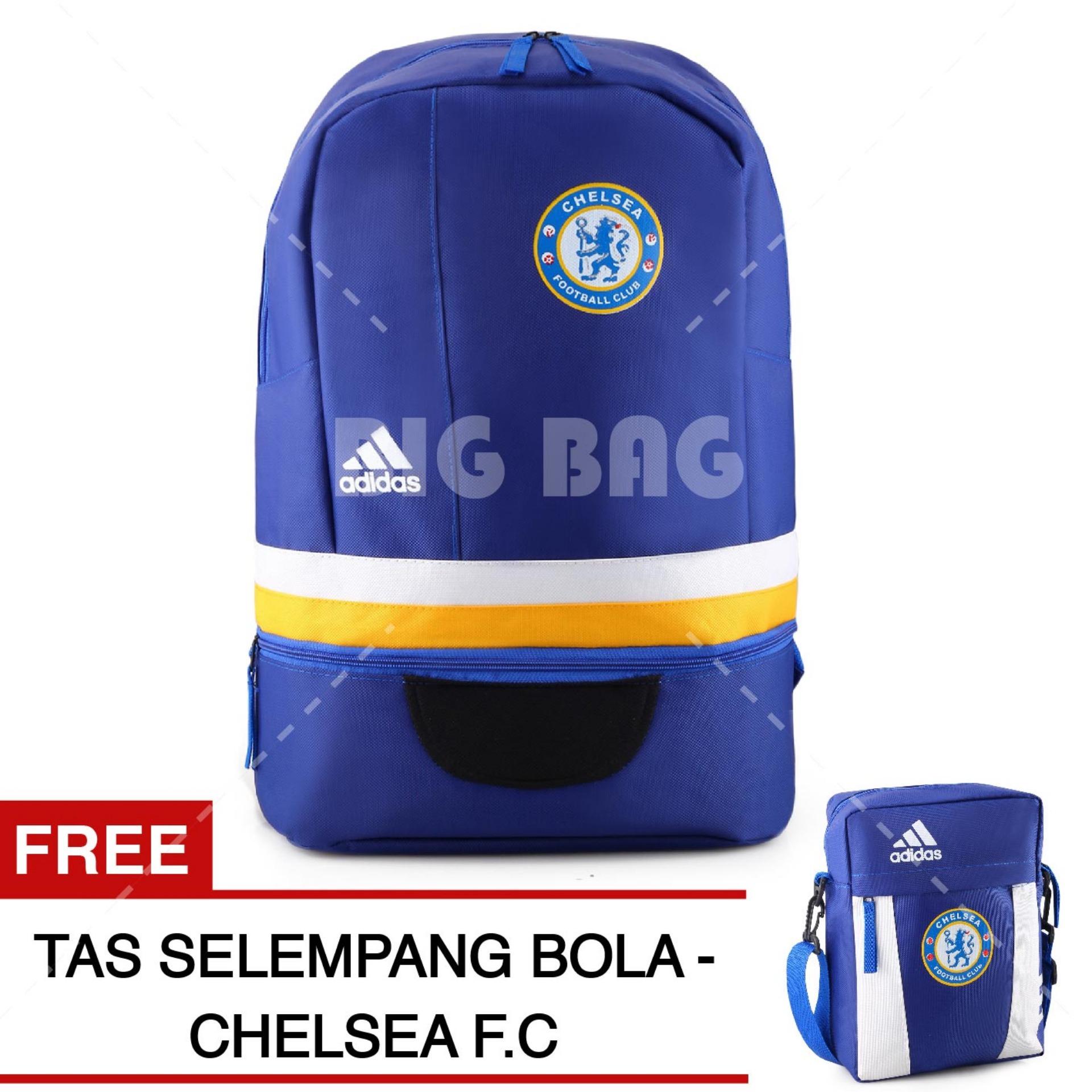 Tas Ransel Bola / Sports Pria Adidas Bola Pria Chelsea FC Laptop Backpack - Blue + Raincover + FREE Tas Selempang Adidas Chelsea FC - Blue Tas Sepatu Gym Olahraga Fitness Sport Bag Futsal Sepak Bola Nike Puma Eiger Bodypack Kalibre Rei Fila Best Seller