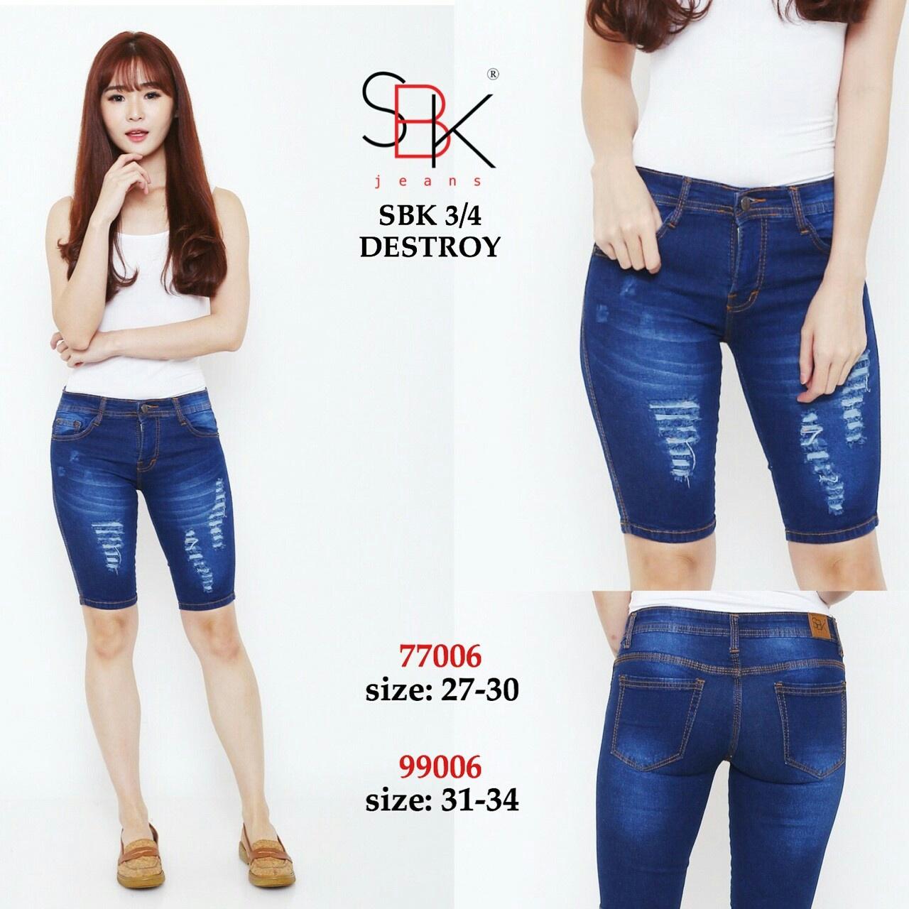 AmorShop Celana Sbk Pendek Destroy /Celana Pendek Wanita /Jeans Sobek