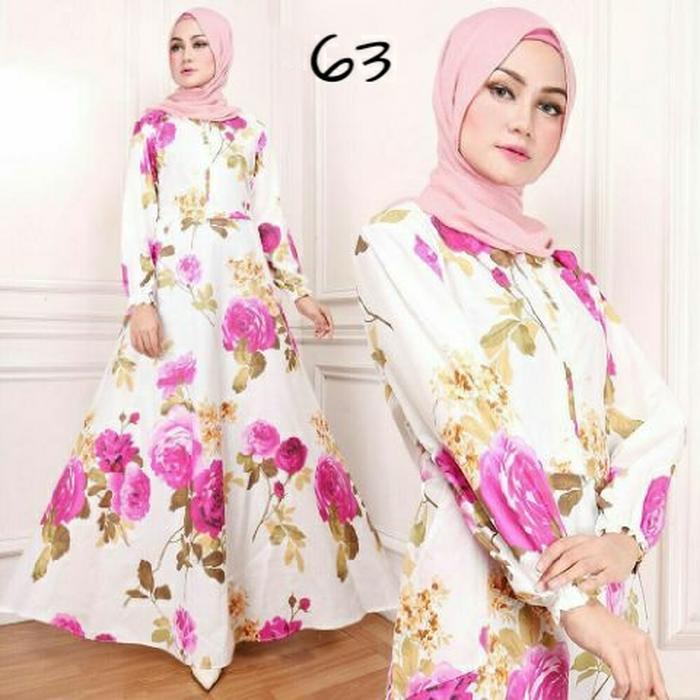 gamis maxy bunga ima flower pink baju wanita bagus murah maxi 63 TA