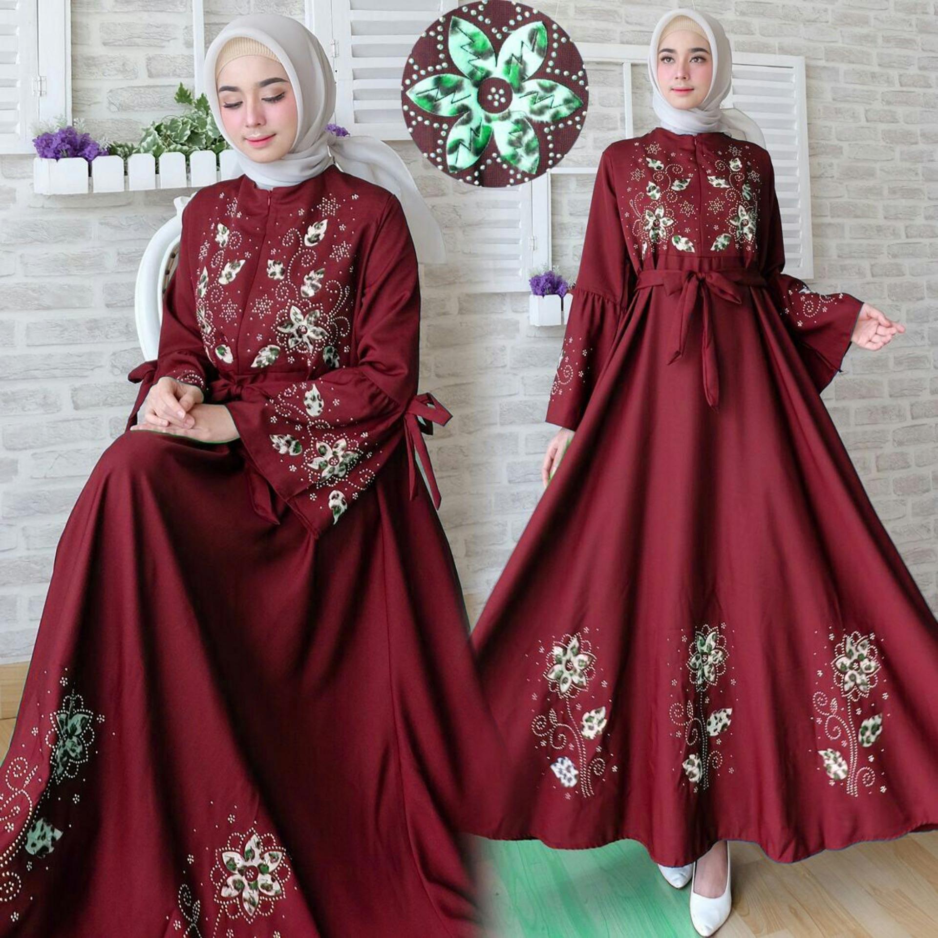 Snowshop Gamis Syari Flower -  Maroon