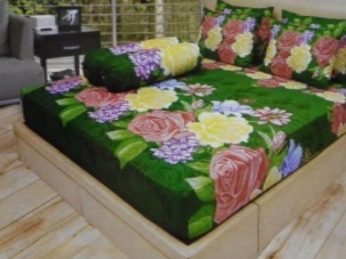 SPREI LADY ROSE LAGUNA QUEEN 160 No.2 SEPRAI HIJAU BUNGA MERAH KUNING Exclusive