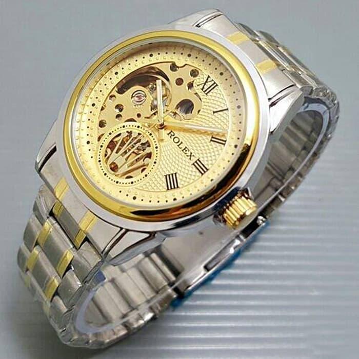 Jam Tangan Pria / Cowok Rolex Rantai Automatic Logo