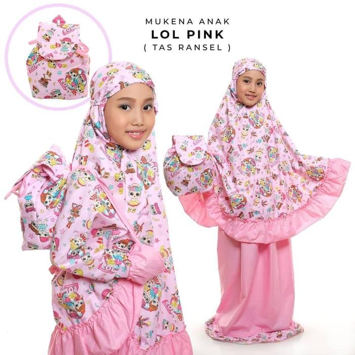 MUKENA ANAK KARAKTER LOL PINK TAS RANSEL PAUD TK SD 2 - 10 TAHUN