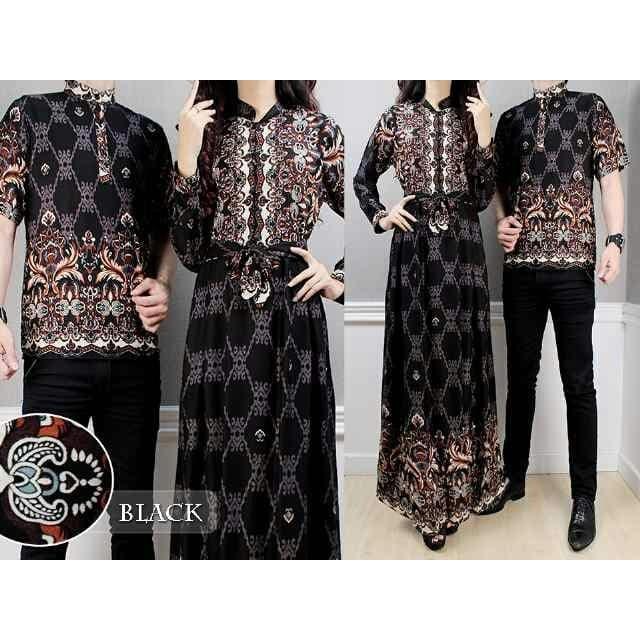 Kenzmal Maxi Gamis Dress Muslim Batik Couple Pasangan Rohali Untuk Pesta