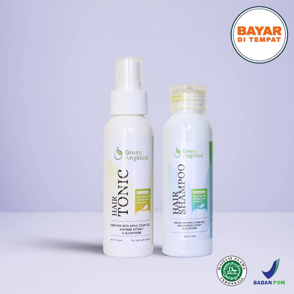 Obat Penumbuh & Penyubur Rambut , Anti Ketombe dan Menghilangkan Rambut Rontok Green Angelica Combo 2 ( Hair Tonic dan Hair Shampo )